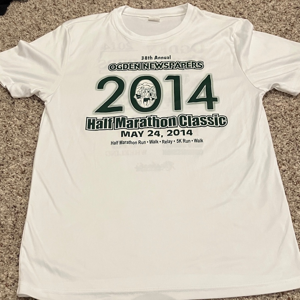 White Ogden Half Marathon Classic Tech T-Shirt 2014 - Youth Large